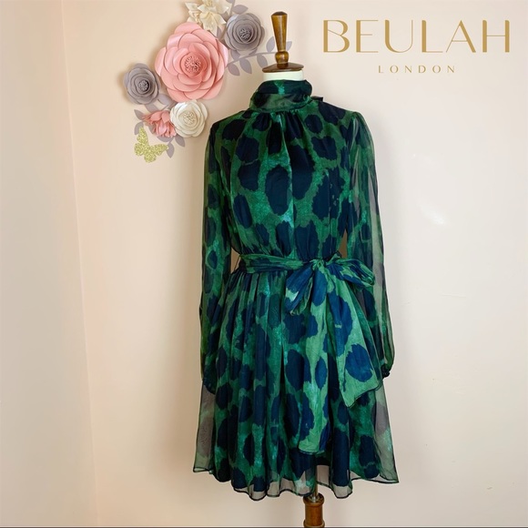 Beulah Dresses & Skirts - BEULAH Style Leopad Print Sheer Bow Dress
